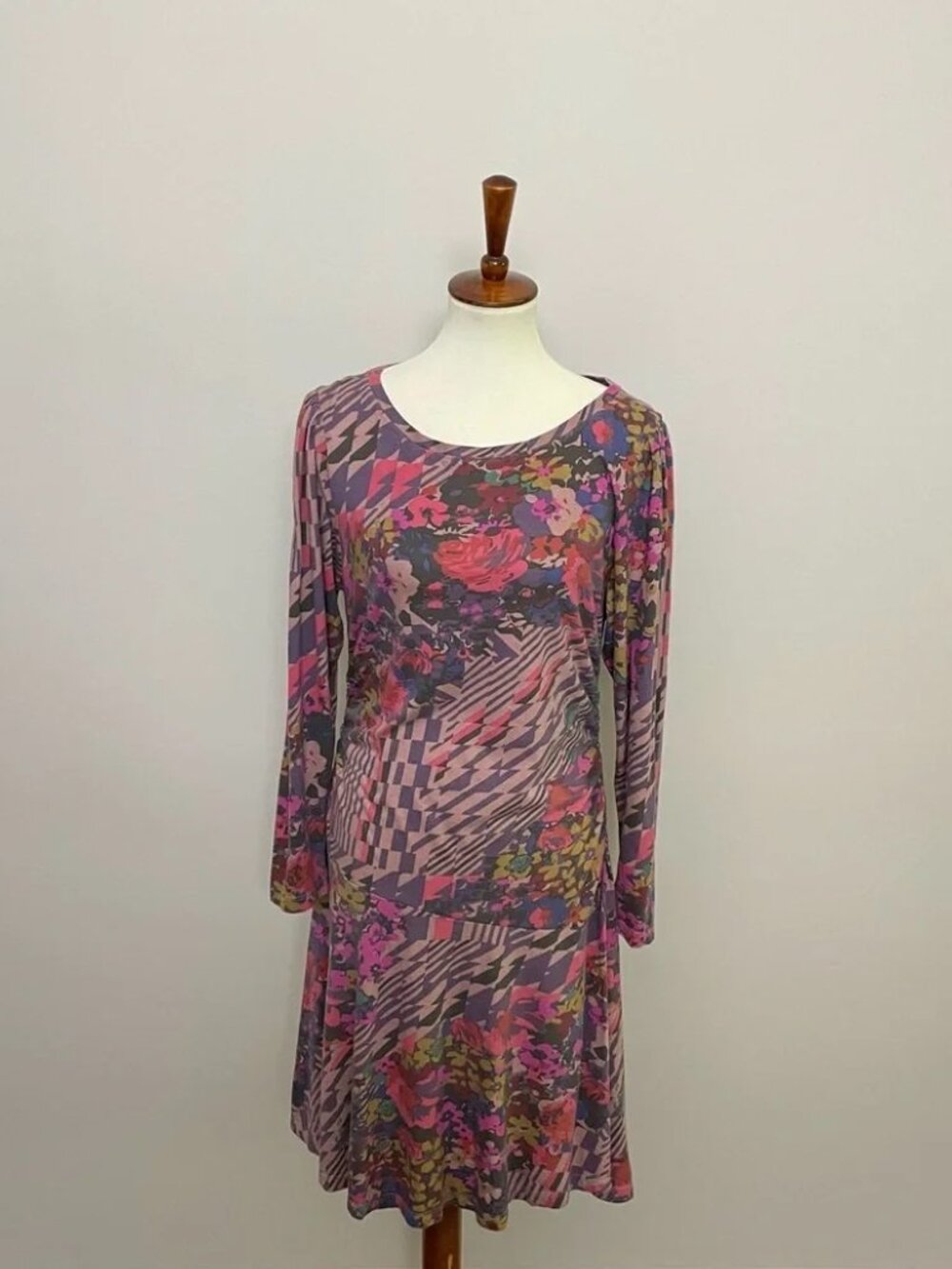 Anthropologie Daily Practice Dress Ruched Abstract Floral Art To Wear Lounge